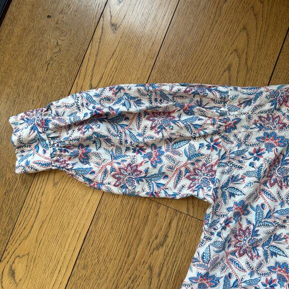 J. McLaughlin Nylee Linen Mini Dress SZ M 3QTR Puff Sleeve Floral Bloomsbury - Picture 6 of 10